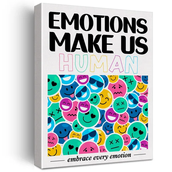Multicolor_Mental_Health_Wall_Art_Canvas_Painting_Print_Framed_Emotions_Make_Us_Human_Canvas_Sign_|_For_Therapy_Office_Home_Decor_(12_X_16_Inch)