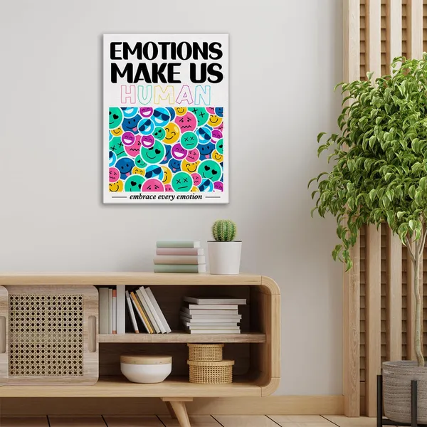 Multicolor_Mental_Health_Wall_Art_Canvas_Painting_Print_Framed_Emotions_Make_Us_Human_Canvas_Sign_|_For_Therapy_Office_Home_Decor_(12_X_16_Inch)
