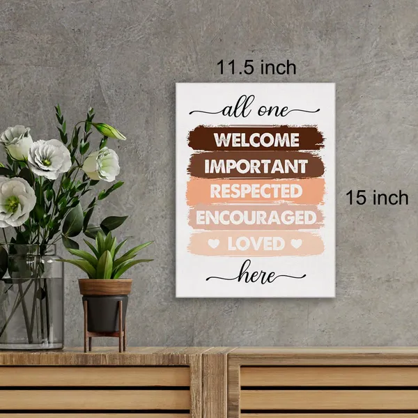 Multicolor_Diversity_Wall_Art_Canvas_Painting_All_Are_Welcome_Here_Print_Framed_Inclusion_Equality_Canvas_Sign_|_For_Classroom_Decor_(12_X_16_Inch)