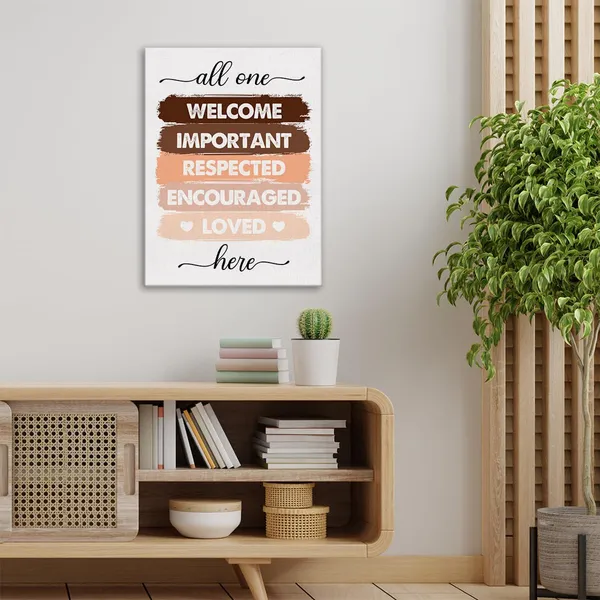 Multicolor_Diversity_Wall_Art_Canvas_Painting_All_Are_Welcome_Here_Print_Framed_Inclusion_Equality_Canvas_Sign_|_For_Classroom_Decor_(12_X_16_Inch)