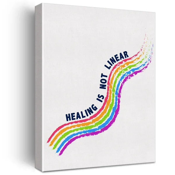 Multicolor_Mental_Health_Wall_Art_Canvas_Painting_Healing_Is_Not_Linear_Therapy_Print_Framed_Rainbow_Canvas_Poster_Sign_|_For_Psychologist_School_Counselor_Office_Decor_(12_X_16_Inch)