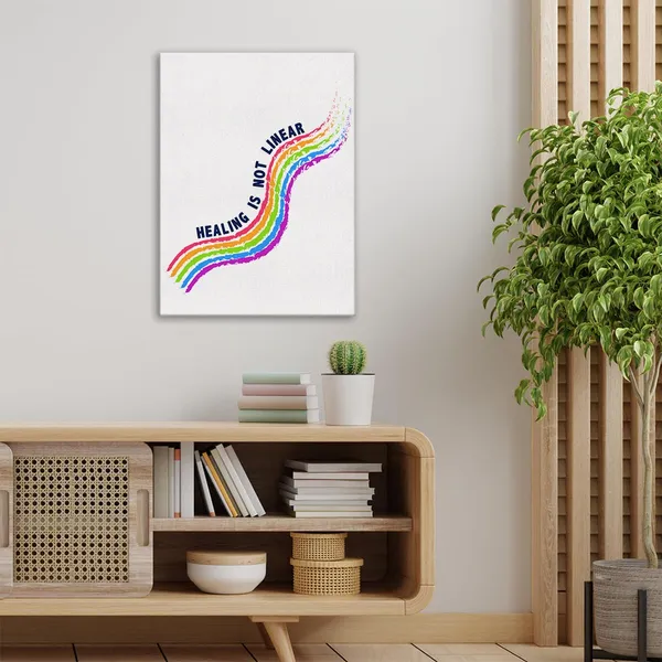 Multicolor_Mental_Health_Wall_Art_Canvas_Painting_Healing_Is_Not_Linear_Therapy_Print_Framed_Rainbow_Canvas_Poster_Sign_|_For_Psychologist_School_Counselor_Office_Decor_(12_X_16_Inch)