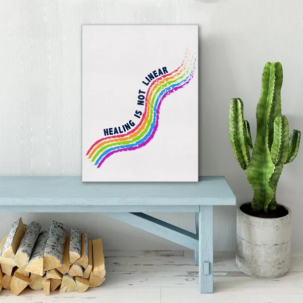 Multicolor_Mental_Health_Wall_Art_Canvas_Painting_Healing_Is_Not_Linear_Therapy_Print_Framed_Rainbow_Canvas_Poster_Sign_|_For_Psychologist_School_Counselor_Office_Decor_(12_X_16_Inch)