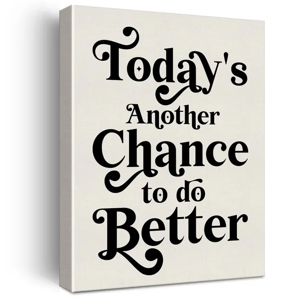 Multicolor_Inspirational_Growth_Mindset_Wall_Art_Canvas_Painting_Print_Framed_Today'S_Another_Chance_To_Do_Better_Canvas_Poster_Sign_|_For_Home_Office_Decor_(12_X_16_Inch)