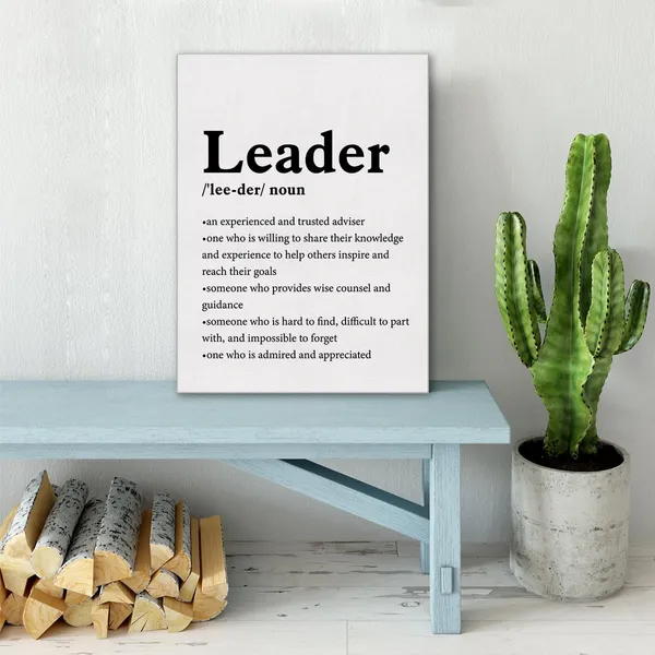 Multicolor_Great_Leader_Definition_Print_Canvas_Wall_Art_Home_Office_Decor_Modern_Minimalist_Painting,_Thank_You_Mentor_Sign_Poster_Framed_Ready_To_Hang_Boss_Gift_12_X_16_Canvas_Poster_Framed