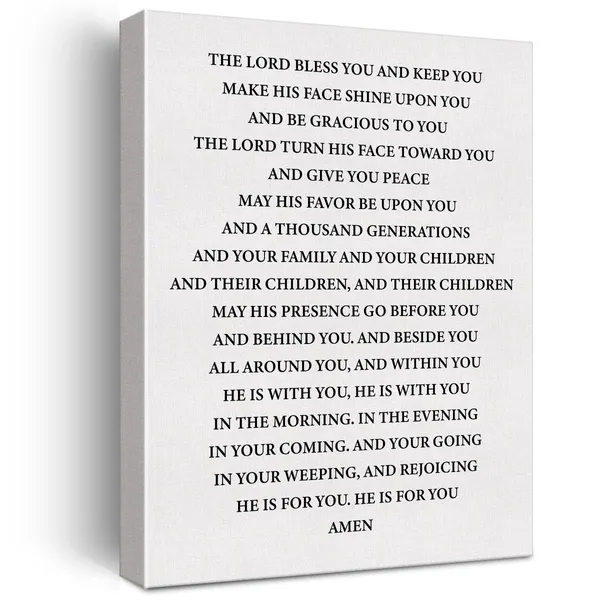 Multicolor_Bible_Verse_Christian_Wall_Art_Canvas_Painting_Print_Framed_The_Blessing_Numbers_6:24-26_Scriptures_Canvas_Poster_Sign_|_For_Home_Decor_(12_X_16_Inch)