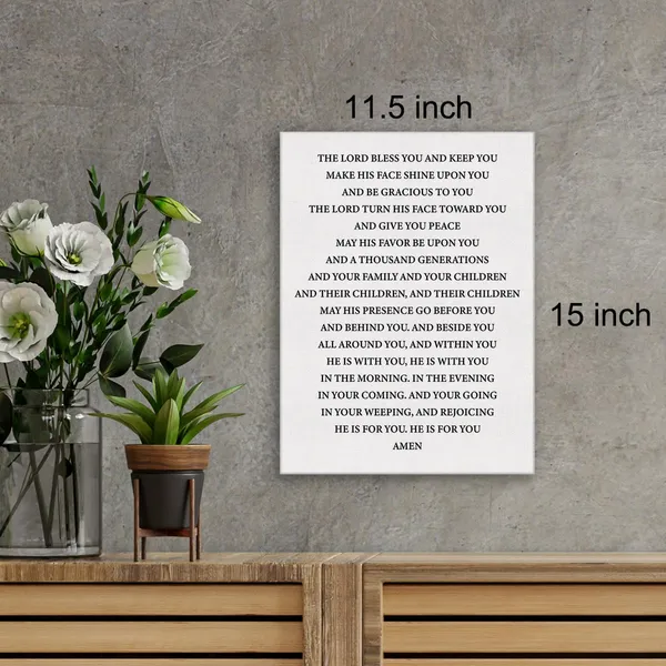 Multicolor_Bible_Verse_Christian_Wall_Art_Canvas_Painting_Print_Framed_The_Blessing_Numbers_6:24-26_Scriptures_Canvas_Poster_Sign_|_For_Home_Decor_(12_X_16_Inch)