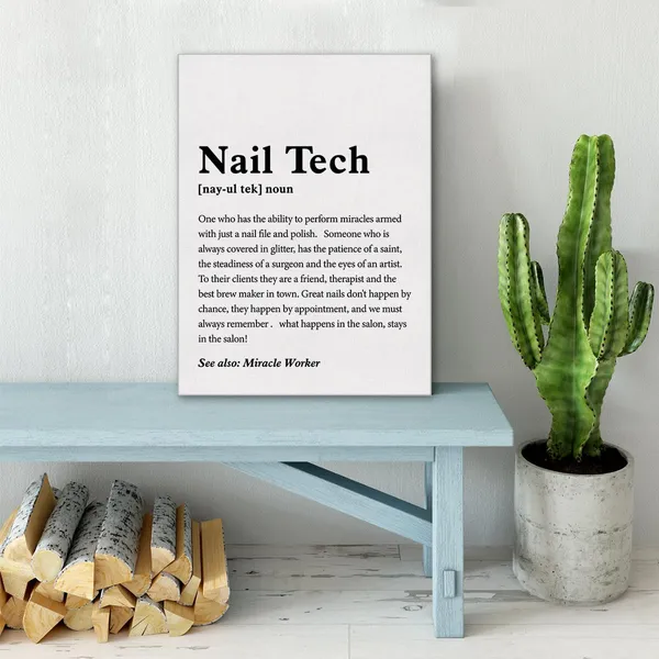 Multicolor_Nail_Tech_Definition_Print_Canvas_Wall_Art_Home_Office_Decor_Modern_Minimalist_Painting_Ready_To_Hang_Salon_Artwork_12_X_16_Canvas_Beauty_Poster_Framed