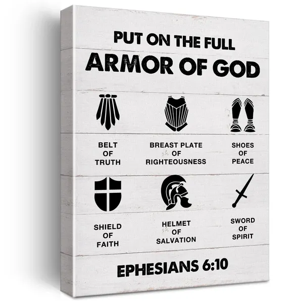 Multicolor_Christian_Canvas_Wall_Art_Framed_Put_On_The_Full_Armor_Of_God_Bible_Poster_Print_Canvas_Painting_Picture_Sign_Home_Decoration_12"X15"_Ready_To_Hang