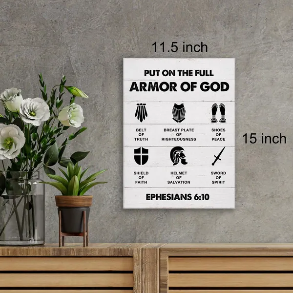 Multicolor_Christian_Canvas_Wall_Art_Framed_Put_On_The_Full_Armor_Of_God_Bible_Poster_Print_Canvas_Painting_Picture_Sign_Home_Decoration_12"X15"_Ready_To_Hang