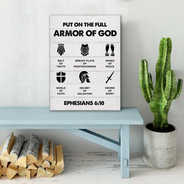 Multicolor_Christian_Canvas_Wall_Art_Framed_Put_On_The_Full_Armor_Of_God_Bible_Poster_Print_Canvas_Painting_Picture_Sign_Home_Decoration_12"X15"_Ready_To_Hang