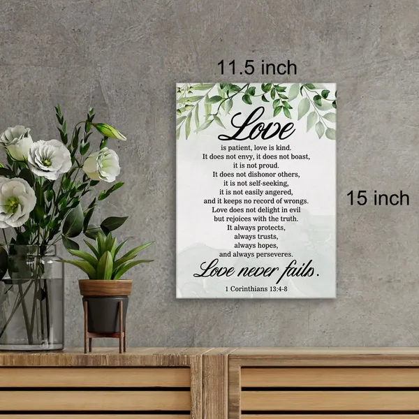 Multicolor_Christian_Canvas_Wall_Art_Love_Is_Patient_Love_Is_Kind_1_Corinthians_13:4-8_Canvas_Print_Positive_Scripture_Canvas_Painting_Home_Bedroom_Wall_Decor_Framed_Wedding_Gift_12"X15"_Ready_To_Hang
