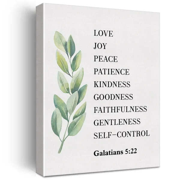 Multicolor_Christian_Canvas_Wall_Art_Galatians_5:22_Fruit_Of_The_Spirit_Canvas_Print_Positive_Scripture_Canvas_Painting_Home_Wall_Decor_Framed_Gift_12"X15"_Ready_To_Hang