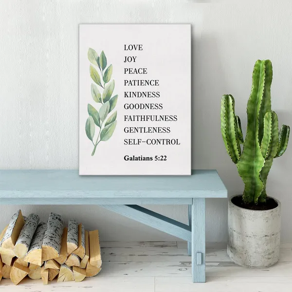 Multicolor_Christian_Canvas_Wall_Art_Galatians_5:22_Fruit_Of_The_Spirit_Canvas_Print_Positive_Scripture_Canvas_Painting_Home_Wall_Decor_Framed_Gift_12"X15"_Ready_To_Hang
