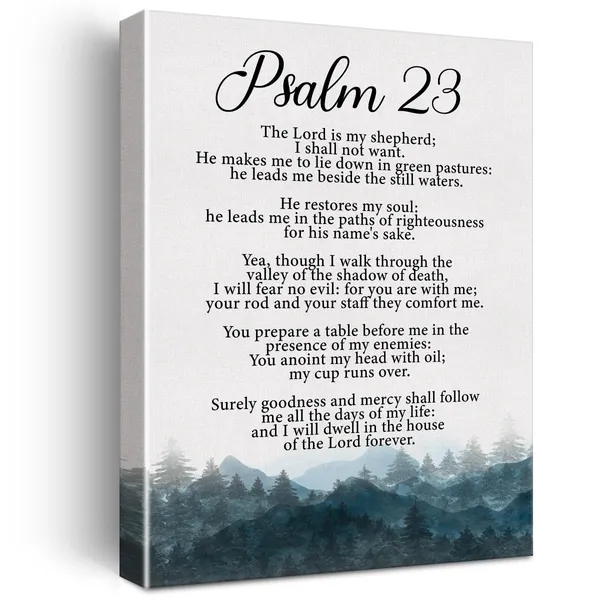 Multicolor_Christian_Canvas_Wall_Art_Psalm_23_The_Lord_Is_My_Shepherd_Canvas_Print_Positive_Scripture_Canvas_Painting_Home_Bedroom_Wall_Decor_Framed_Baptism_Gift_12"X15"_Ready_To_Hang