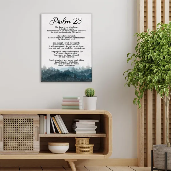 Multicolor_Christian_Canvas_Wall_Art_Psalm_23_The_Lord_Is_My_Shepherd_Canvas_Print_Positive_Scripture_Canvas_Painting_Home_Bedroom_Wall_Decor_Framed_Baptism_Gift_12"X15"_Ready_To_Hang