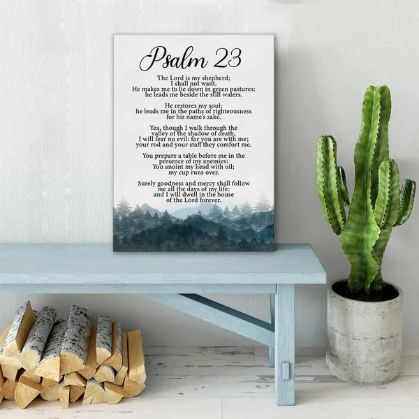 Multicolor_Christian_Canvas_Wall_Art_Psalm_23_The_Lord_Is_My_Shepherd_Canvas_Print_Positive_Scripture_Canvas_Painting_Home_Bedroom_Wall_Decor_Framed_Baptism_Gift_12"X15"_Ready_To_Hang