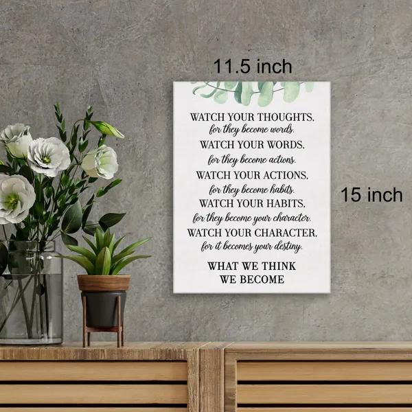 Multicolor_Inspirational_Canvas_Wall_Art_Motivational_Watch_Your_Thoughts_Quote_Canvas_Print_Positive_Canvas_Painting_Office_Home_Classroom_Wall_Decor_Framed_Gift_12"X15"_Ready_To_Hang