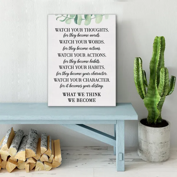 Multicolor_Inspirational_Canvas_Wall_Art_Motivational_Watch_Your_Thoughts_Quote_Canvas_Print_Positive_Canvas_Painting_Office_Home_Classroom_Wall_Decor_Framed_Gift_12"X15"_Ready_To_Hang