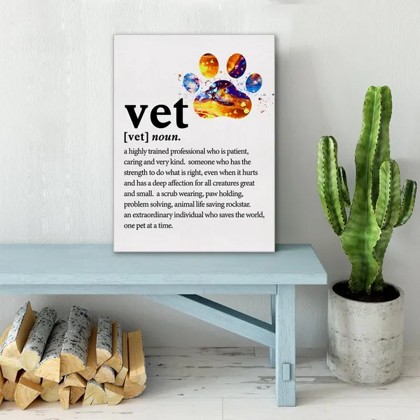 Multicolor_Thank_You_Vet_Canvas_Wall_Art_Motivational_Vet_Definition_Canvas_Print_Positive_Canvas_Painting_Home_Office_Wall_Decor_Framed_Vet_Gift_12"X15"_Ready_To_Hang
