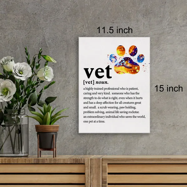 Multicolor_Thank_You_Vet_Canvas_Wall_Art_Motivational_Vet_Definition_Canvas_Print_Positive_Canvas_Painting_Home_Office_Wall_Decor_Framed_Vet_Gift_12"X15"_Ready_To_Hang