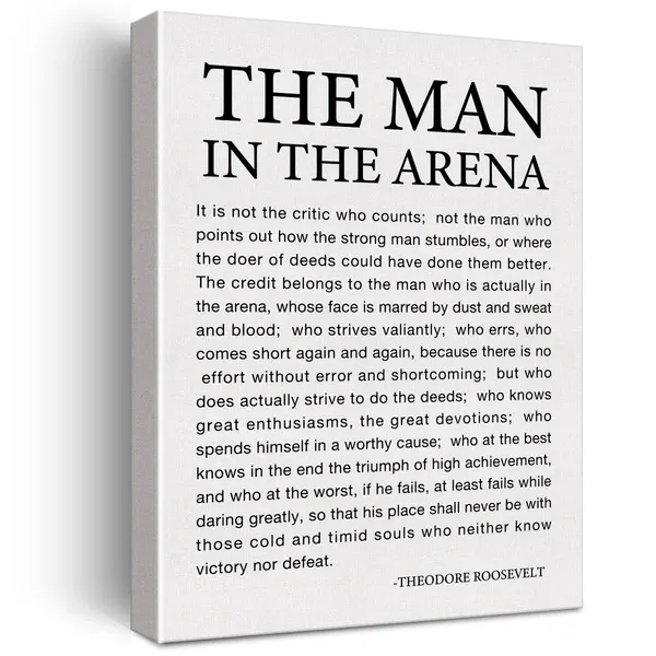 Multicolor_Inspirational_Canvas_Wall_Art_Motivational_The_Man_In_The_Arena_Quote_Canvas_Print_Positive_Theodore_Roosevelt_Speech_Canvas_Painting_Office_Home_Wall_Decor_Framed_Gift_12"X15"_Ready_To_Hang