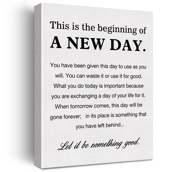 Multicolor_Canvas_Wall_Art_Inspirational_Motivational_This_Is_The_Beginning_Of_A_New_Day_Quote_Canvas_Print_Positive_Life_Canvas_Painting_Office_Home_Wall_Decor_Framed_Gift_12"X15"_Ready_To_Hang