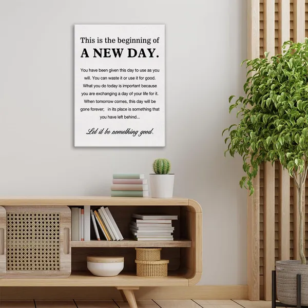 Multicolor_Canvas_Wall_Art_Inspirational_Motivational_This_Is_The_Beginning_Of_A_New_Day_Quote_Canvas_Print_Positive_Life_Canvas_Painting_Office_Home_Wall_Decor_Framed_Gift_12"X15"_Ready_To_Hang