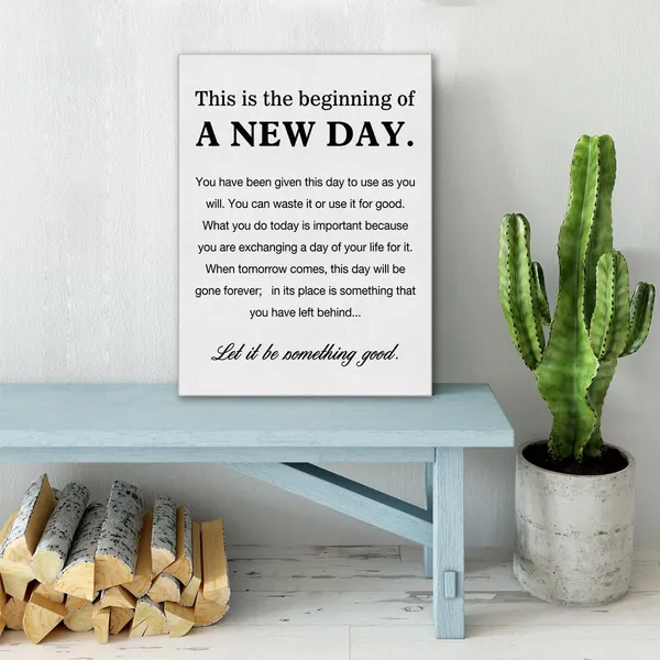 Multicolor_Canvas_Wall_Art_Inspirational_Motivational_This_Is_The_Beginning_Of_A_New_Day_Quote_Canvas_Print_Positive_Life_Canvas_Painting_Office_Home_Wall_Decor_Framed_Gift_12"X15"_Ready_To_Hang