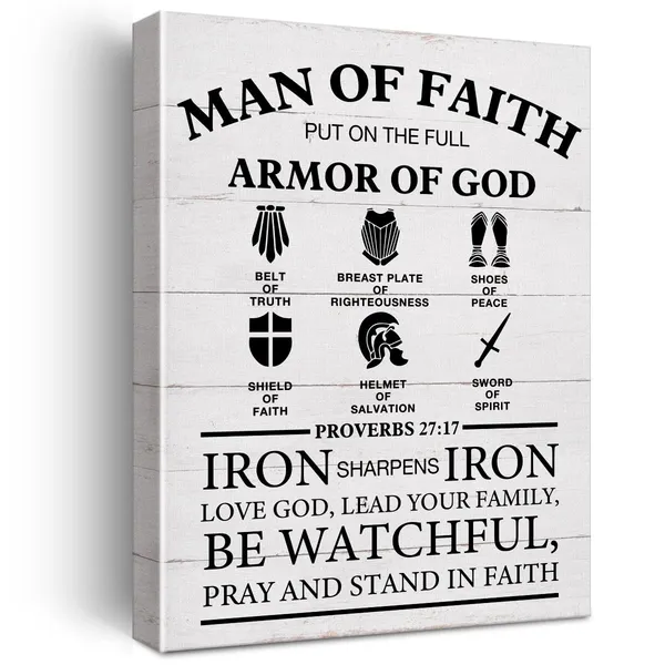 Multicolor_Christian_Canvas_Wall_Art_Framed_Man_Of_Faith_Quotes_Proverbs_27???17_Bible_Poster_Print_Canvas_Painting_Picture_Sign_Home_Decoration_12"X15"_Ready_To_Hang