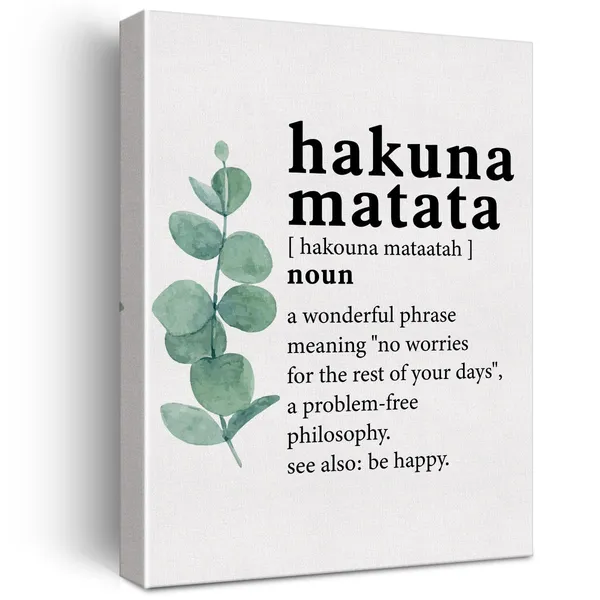 Multicolor_Canvas_Wall_Art_Inspirational_Hakuna_Matata_Word_Definition_Canvas_Print_Painting_Home_Wall_Decor_Framed_Funny_Gift_12"X15"_Ready_To_Hang