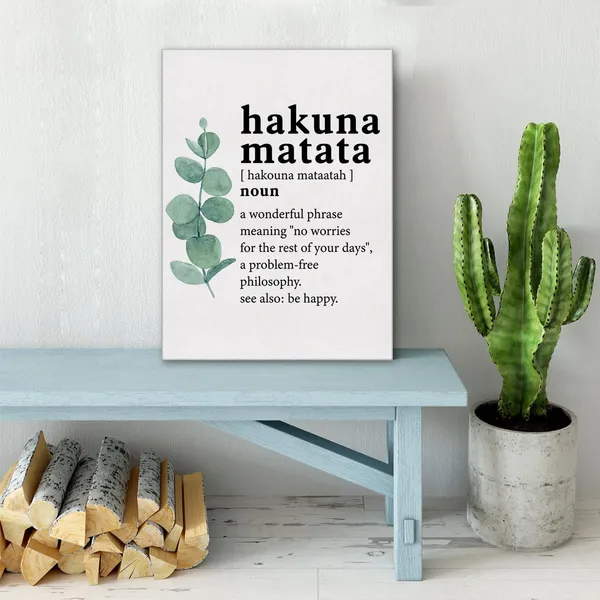 Multicolor_Canvas_Wall_Art_Inspirational_Hakuna_Matata_Word_Definition_Canvas_Print_Painting_Home_Wall_Decor_Framed_Funny_Gift_12"X15"_Ready_To_Hang