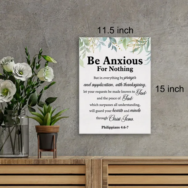 Multicolor_Christian_Canvas_Wall_Art_Philippians_4:6-7_Be_Anxious_|_For_Nothing_Canvas_Print_Positive_Scripture_Canvas_Painting_Home_Wall_Decor_Framed_Gift_12"X15"_Ready_To_Hang