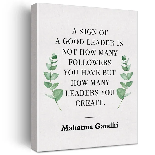 Multicolor_Inspirational_Mentor_Canvas_Wall_Art_Motivational_A_Sign_Of_A_Good_Leader_Mahatma_Gandhi_Quote_Canvas_Print_Positive_Boss_Painting_Office_Home_Wall_Decor_Framed_Leadership_Gift_12"X15"_Ready_To_Hang