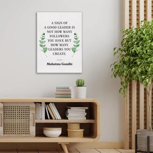 Multicolor_Inspirational_Mentor_Canvas_Wall_Art_Motivational_A_Sign_Of_A_Good_Leader_Mahatma_Gandhi_Quote_Canvas_Print_Positive_Boss_Painting_Office_Home_Wall_Decor_Framed_Leadership_Gift_12"X15"_Ready_To_Hang