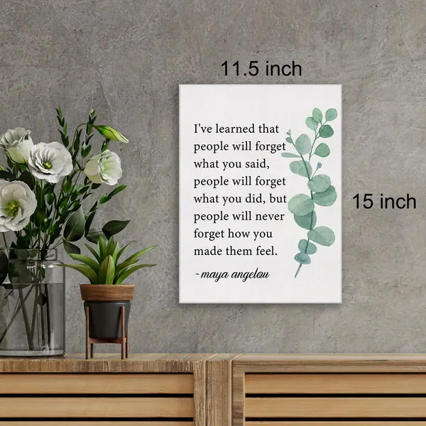Multicolor_Inspirational_Canvas_Wall_Art_Motivational_I'Ve_Learned_That_People_Will_Never_|_Forget_How_You_Made_Them_Feel_Maya_Angelou_Quote_Canvas_Print_Positive_Painting_Wall_Decor_Framed_Gift_12"X15"_Ready_To_Hang
