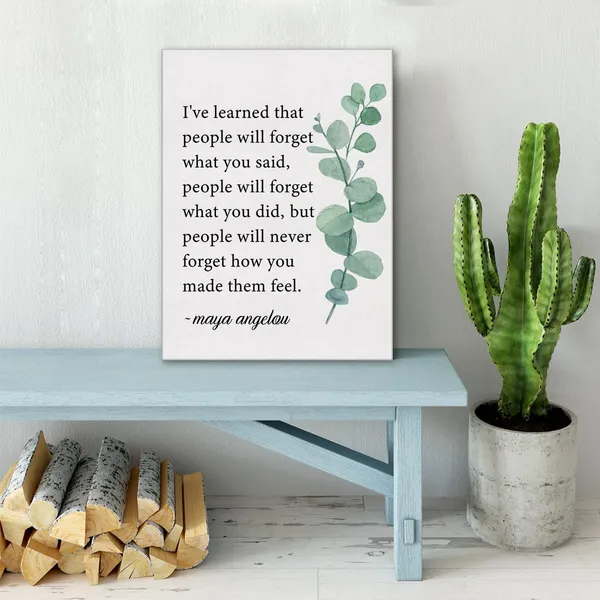 Multicolor_Inspirational_Canvas_Wall_Art_Motivational_I'Ve_Learned_That_People_Will_Never_|_Forget_How_You_Made_Them_Feel_Maya_Angelou_Quote_Canvas_Print_Positive_Painting_Wall_Decor_Framed_Gift_12"X15"_Ready_To_Hang
