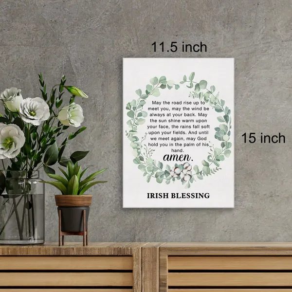 Multicolor_Christian_Canvas_Wall_Art_May_The_Road_Rise_Up_To_Meet_You_Irish_Blessing_Canvas_Print_Positive_Scripture_Canvas_Painting_Home_Bedroom_Wall_Decor_Framed_Wedding_Gift_12"X15"_Ready_To_Hang
