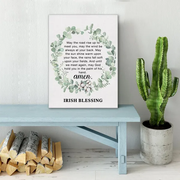 Multicolor_Christian_Canvas_Wall_Art_May_The_Road_Rise_Up_To_Meet_You_Irish_Blessing_Canvas_Print_Positive_Scripture_Canvas_Painting_Home_Bedroom_Wall_Decor_Framed_Wedding_Gift_12"X15"_Ready_To_Hang
