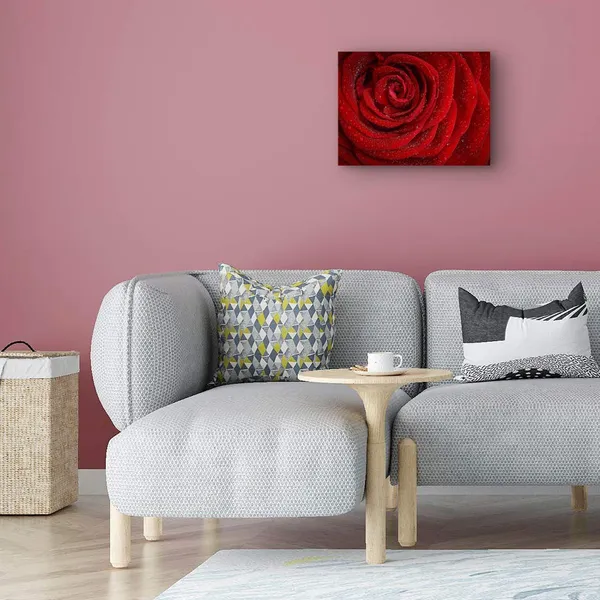 Multicolor_Canvas_Wall_Art_Dew_On_The_Red_Rose_Pictures_|_For_Home_Decoration_Modern_Giclee_Landscape_Painting_12X16_In_1_Panel_Stretched_And_Framed_Ready_To_Hang