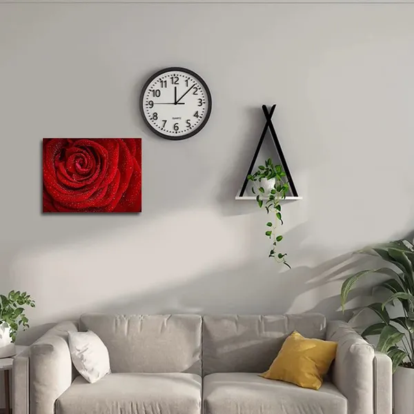 Multicolor_Canvas_Wall_Art_Dew_On_The_Red_Rose_Pictures_|_For_Home_Decoration_Modern_Giclee_Landscape_Painting_12X16_In_1_Panel_Stretched_And_Framed_Ready_To_Hang