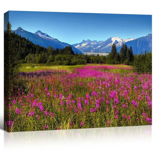 Multicolor_Landscape_Wall_Art_Purple_Lavender_Field_Canvas_Art_Prints_Mountain_Scenery_Picture_Nature_Wilderness_Photography_Modern_Art_Framed_|_For_Living_Room_Bedroom_Home_Office_-_12"X16"X1Pcs