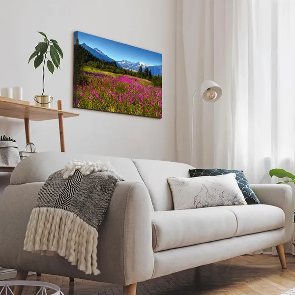 Multicolor_Landscape_Wall_Art_Purple_Lavender_Field_Canvas_Art_Prints_Mountain_Scenery_Picture_Nature_Wilderness_Photography_Modern_Art_Framed_|_For_Living_Room_Bedroom_Home_Office_-_12"X16"X1Pcs
