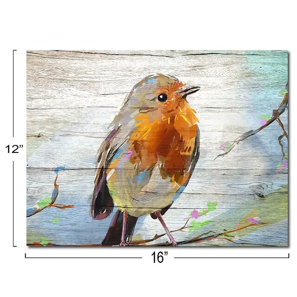 Multicolor_Watercolor_Bird_On_Wooden_Texture_Background_Canvas_Wall_Art_Kitchen_Accessories_Wall_Decorations_|_For_Living_Room_12X16_In_1_Pcs_Stretched_And_Framed