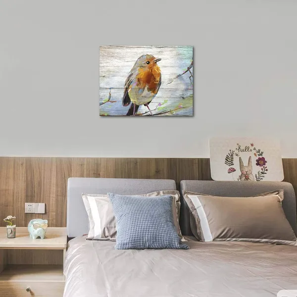 Multicolor_Watercolor_Bird_On_Wooden_Texture_Background_Canvas_Wall_Art_Kitchen_Accessories_Wall_Decorations_|_For_Living_Room_12X16_In_1_Pcs_Stretched_And_Framed