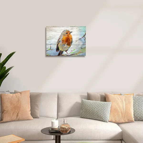 Multicolor_Watercolor_Bird_On_Wooden_Texture_Background_Canvas_Wall_Art_Kitchen_Accessories_Wall_Decorations_|_For_Living_Room_12X16_In_1_Pcs_Stretched_And_Framed
