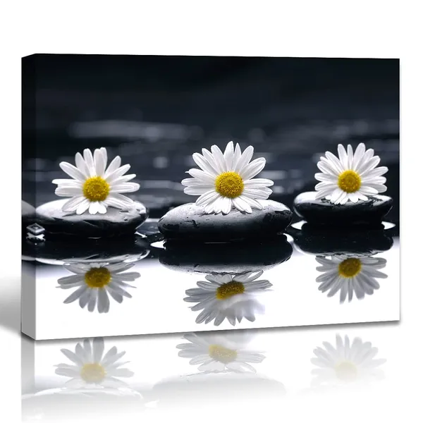 Multicolor_Daisy_And_Stone_Wall_Art_12"X16"_1_Panel