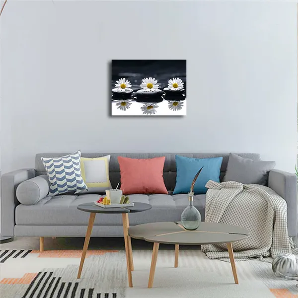 Multicolor_Daisy_And_Stone_Wall_Art_12"X16"_1_Panel