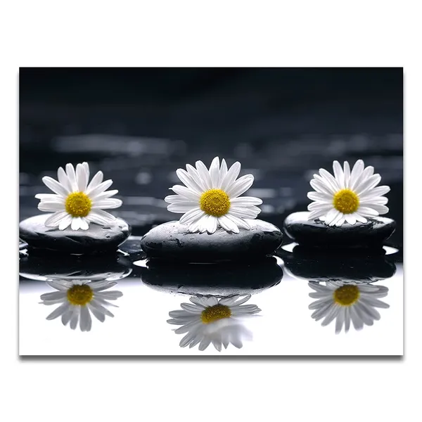 Multicolor_Daisy_And_Stone_Wall_Art_12"X16"_1_Panel