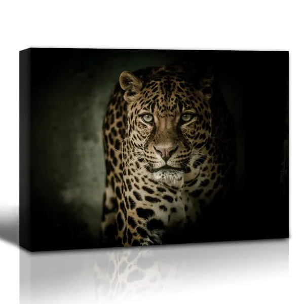 Multicolor_Leopard_Canvas_Wall_Art_Animal_Pictures_|_For_Living_Room_Cheetah_Picture_|_For_Bedroom_Wildlife_Pictures_|_For_Bathroom_Framed_Black_Wall_Decor_Office_Modern_Decoration_12X16_Inches,_1_Panel